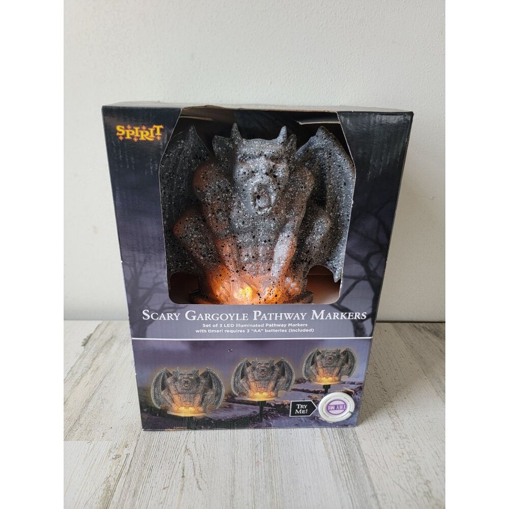 Spirit Halloween NEW scary gargoyle pathway markers prop decor